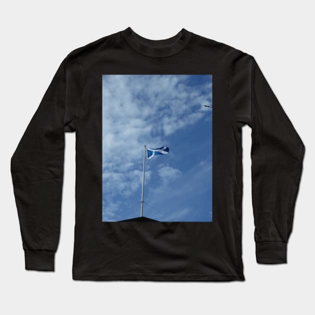 Scottish Photography Series (Vectorized) - Saltire Flag Flying Long Sleeve T-Shirt by MacPean